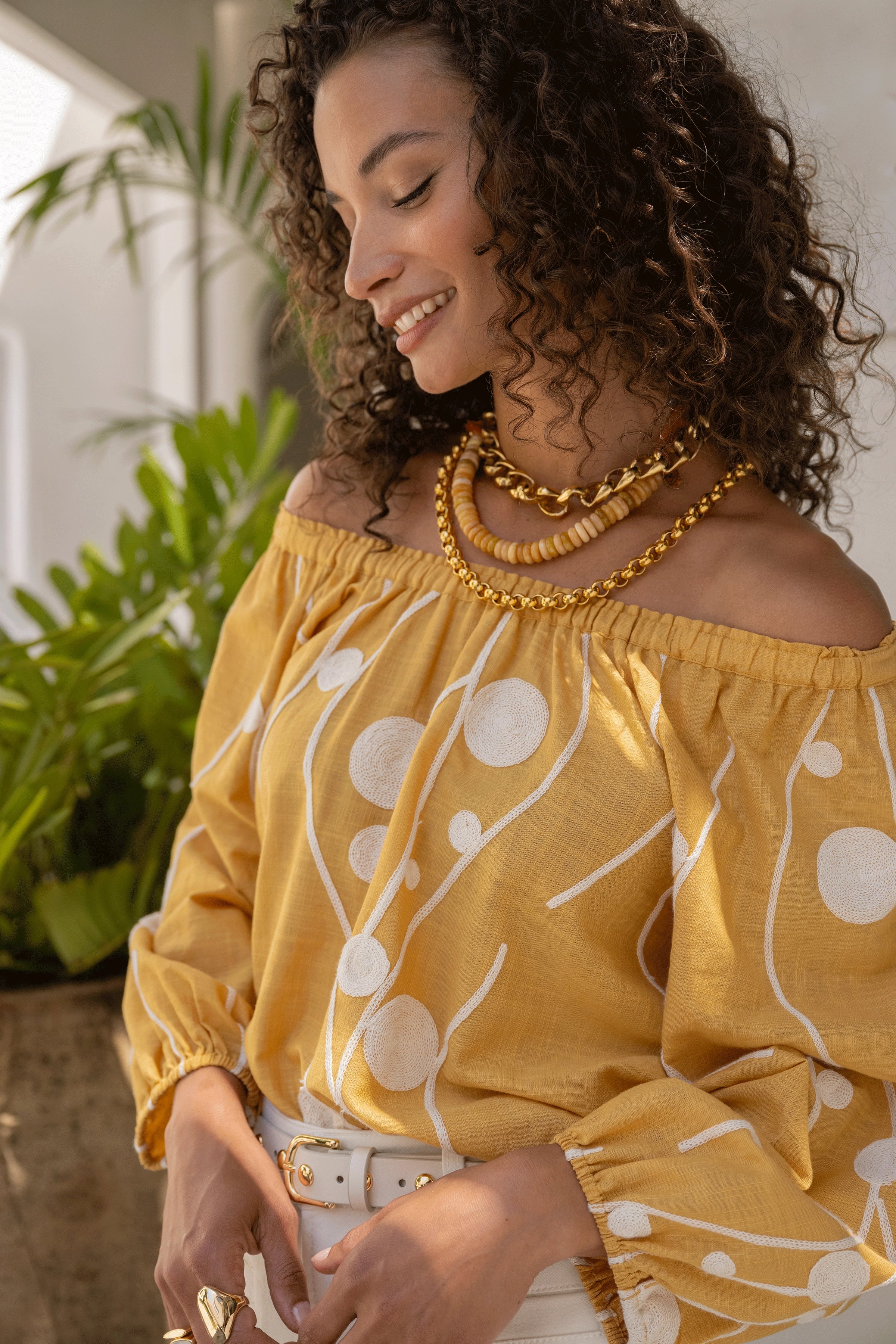 YELLOW CREAM EMBROIDERY