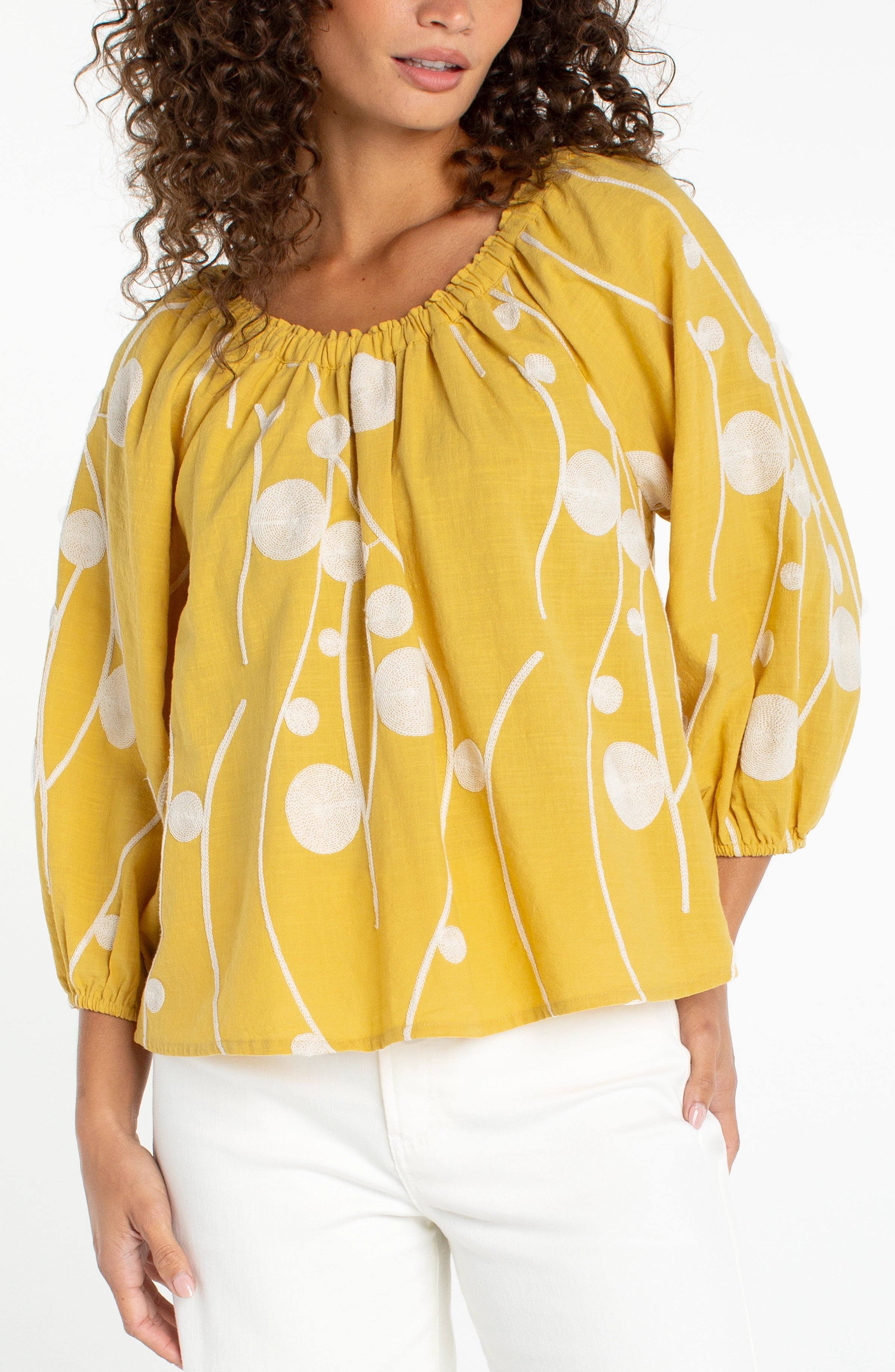 YELLOW CREAM EMBROIDERY