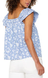 BLUE WHITE FLORAL STRIPE
