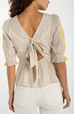 YELLOW CREAM BROWN STRIPE