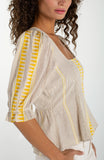 YELLOW CREAM BROWN STRIPE