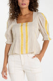 YELLOW CREAM BROWN STRIPE