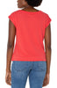 "women's red t-shirt back view casual style"