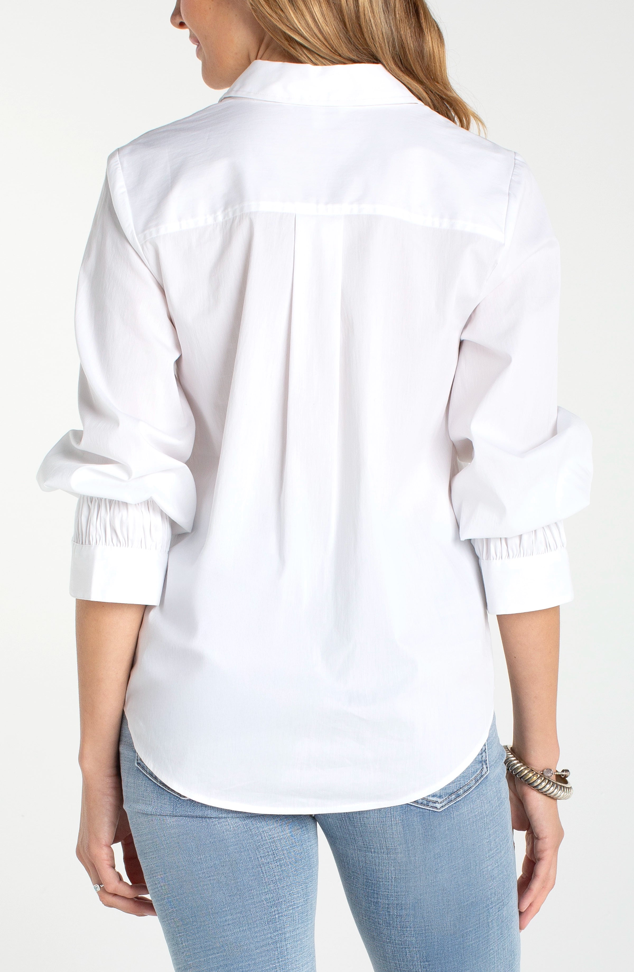 Sleeve Button ADJUSTABLE SLEEVE BUTTON FRONT WOVEN TOP – LIVERPOOL LOS ANGELES
