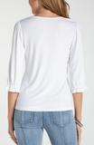 ELBOW SLEEVE NOTCH KNIT TEE