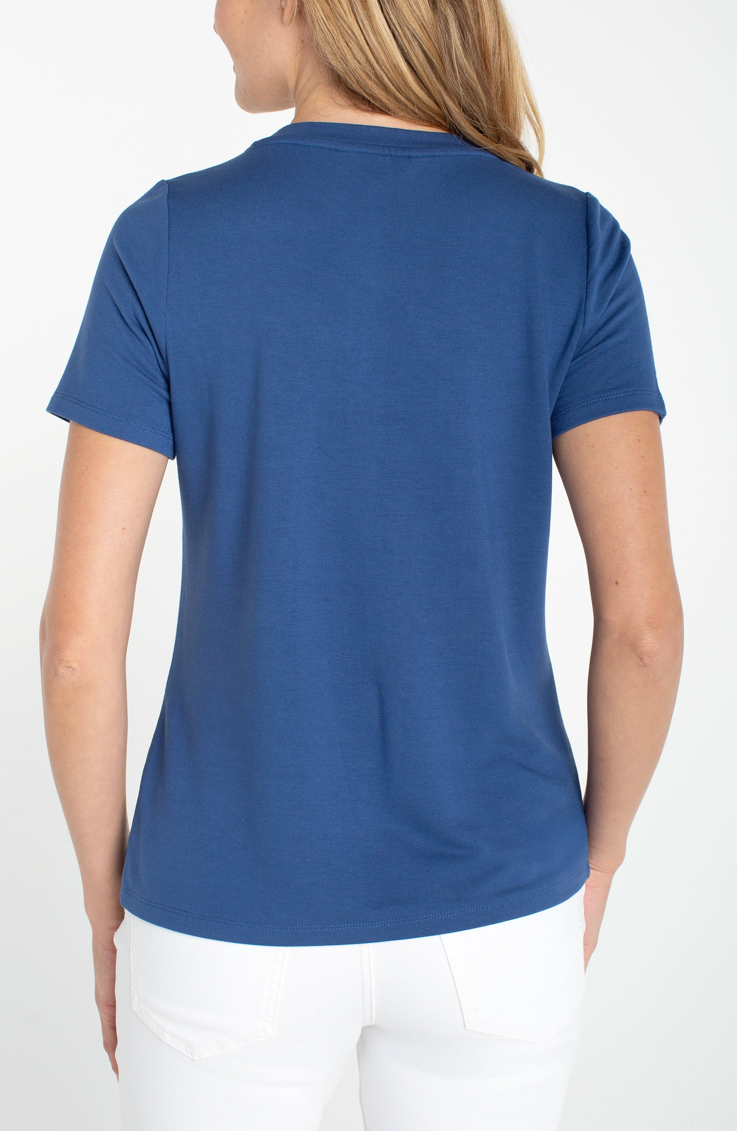 SHORT SLEEVE V-NECK KNIT TEE