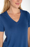 SHORT SLEEVE V-NECK KNIT TEE