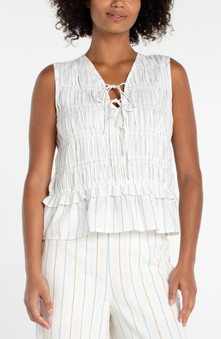 CREAM BLUE MULTI STRIPE