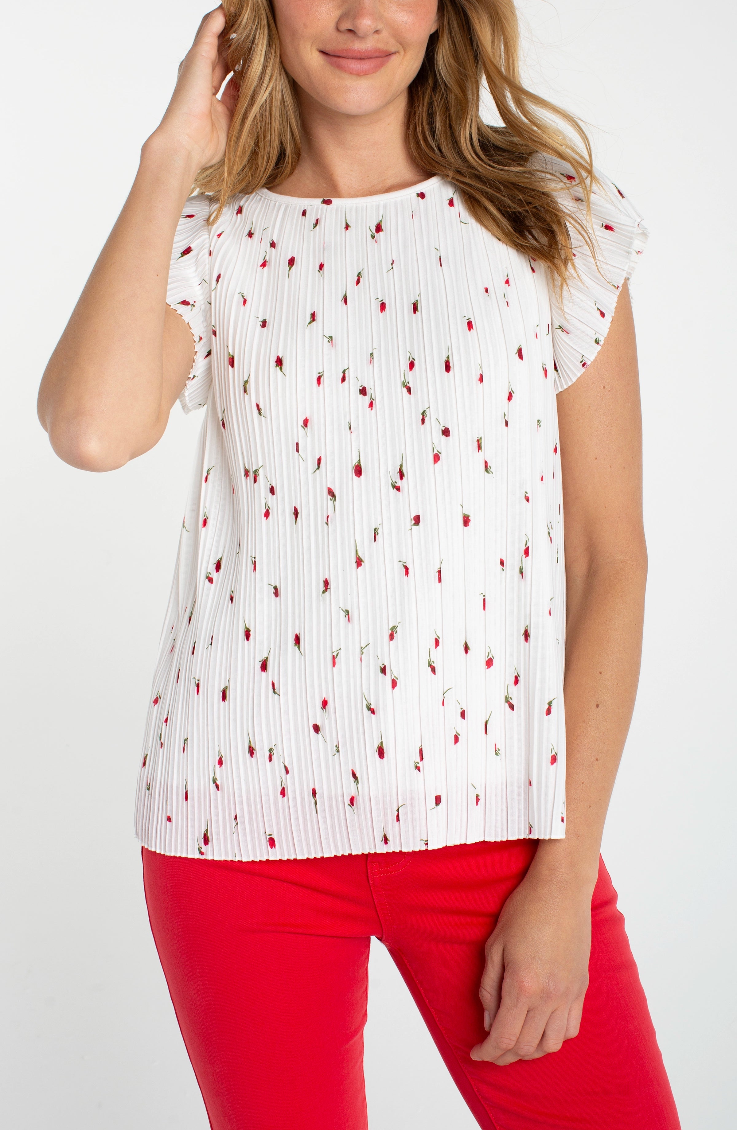 WHITE RED FLORAL