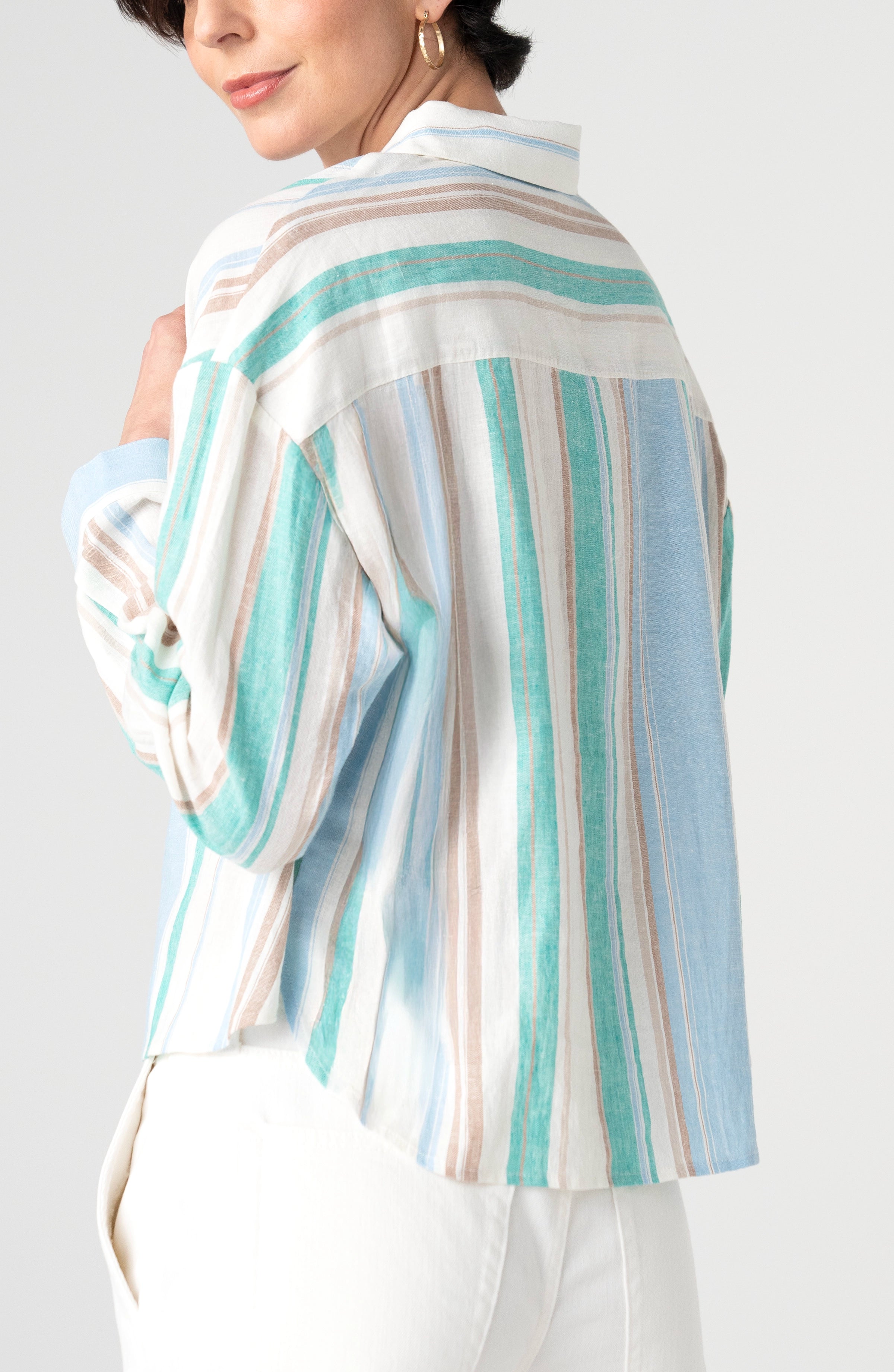CREAM TEAL MULTI STRIPE