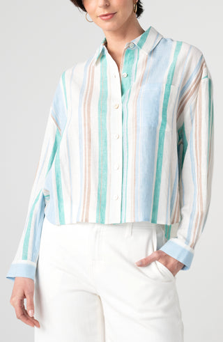 CREAM TEAL MULTI STRIPE