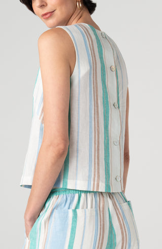 CREAM TEAL MULTI STRIPE