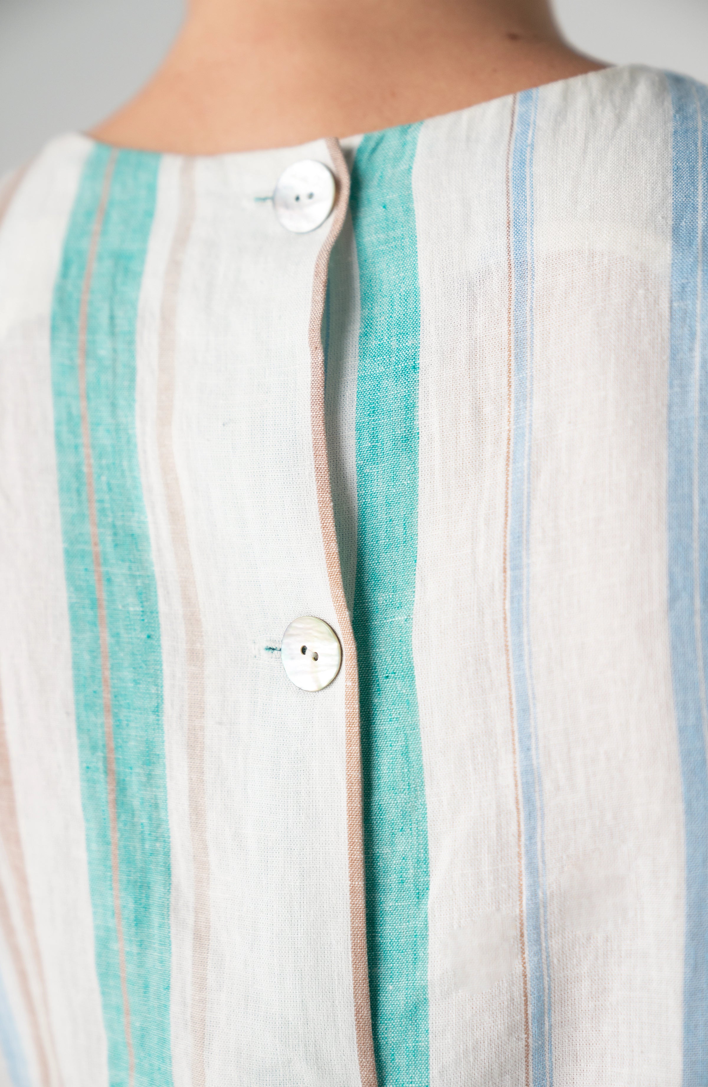 CREAM TEAL MULTI STRIPE