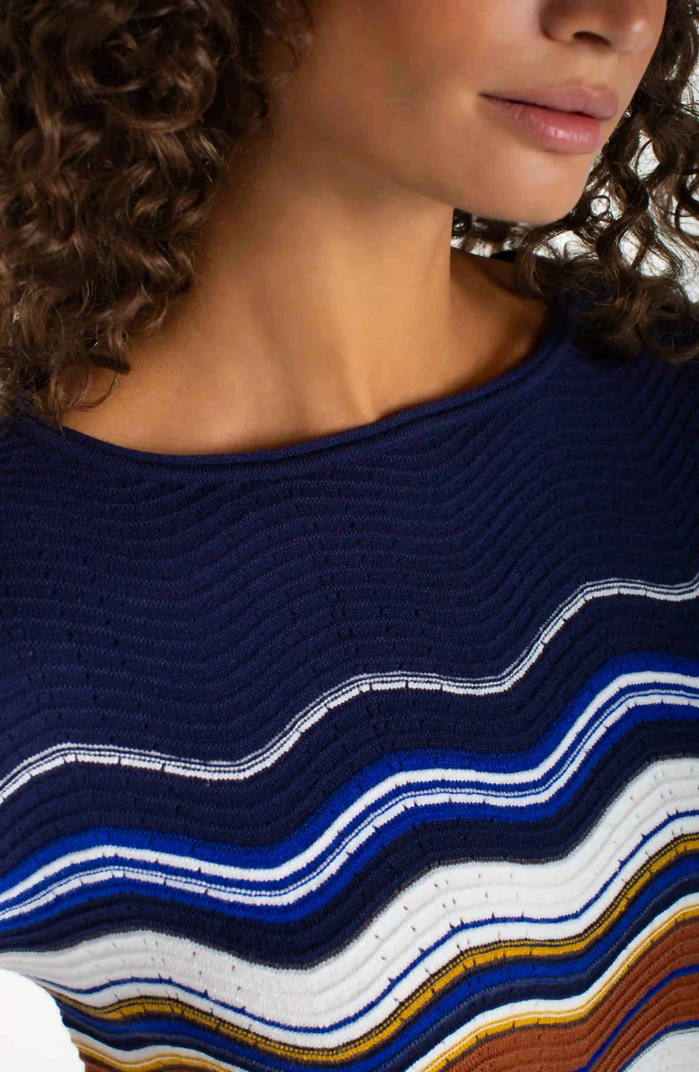 NAVY BROWN MULTI STRIPE