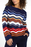NAVY BROWN MULTI STRIPE