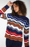NAVY BROWN MULTI STRIPE