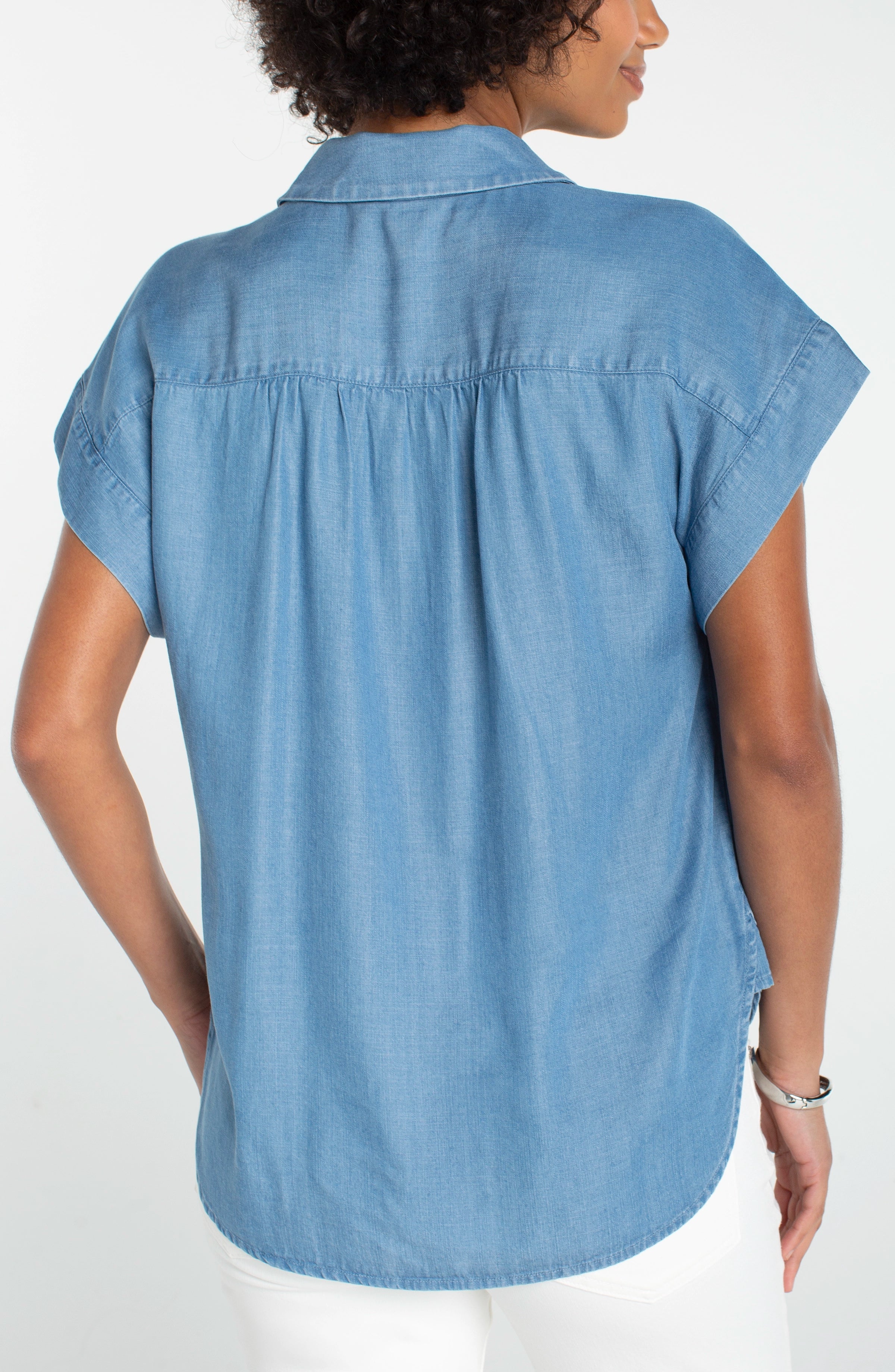 POPOVER SHIRT WITH SHIRRING