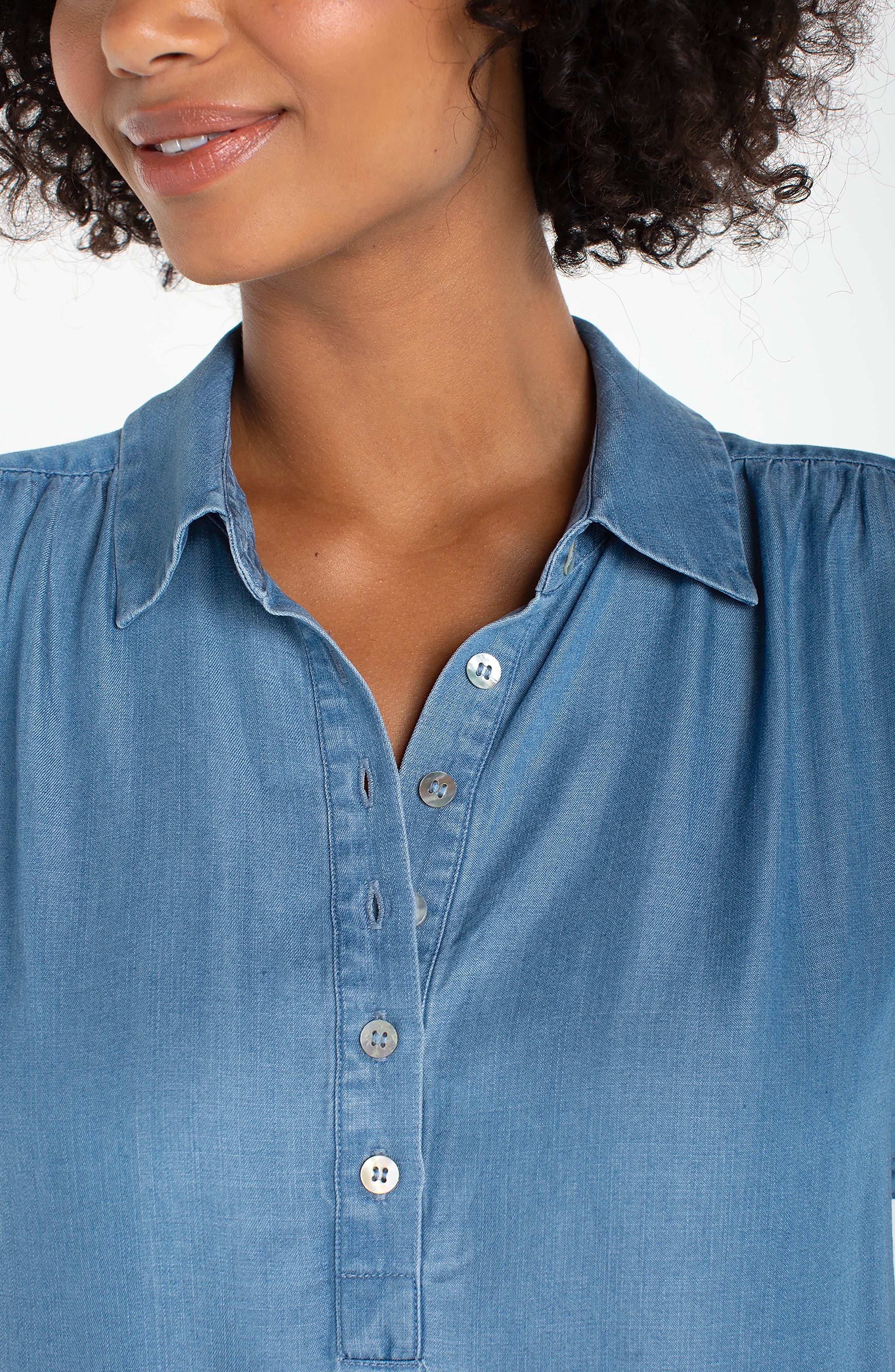 POPOVER SHIRT WITH SHIRRING