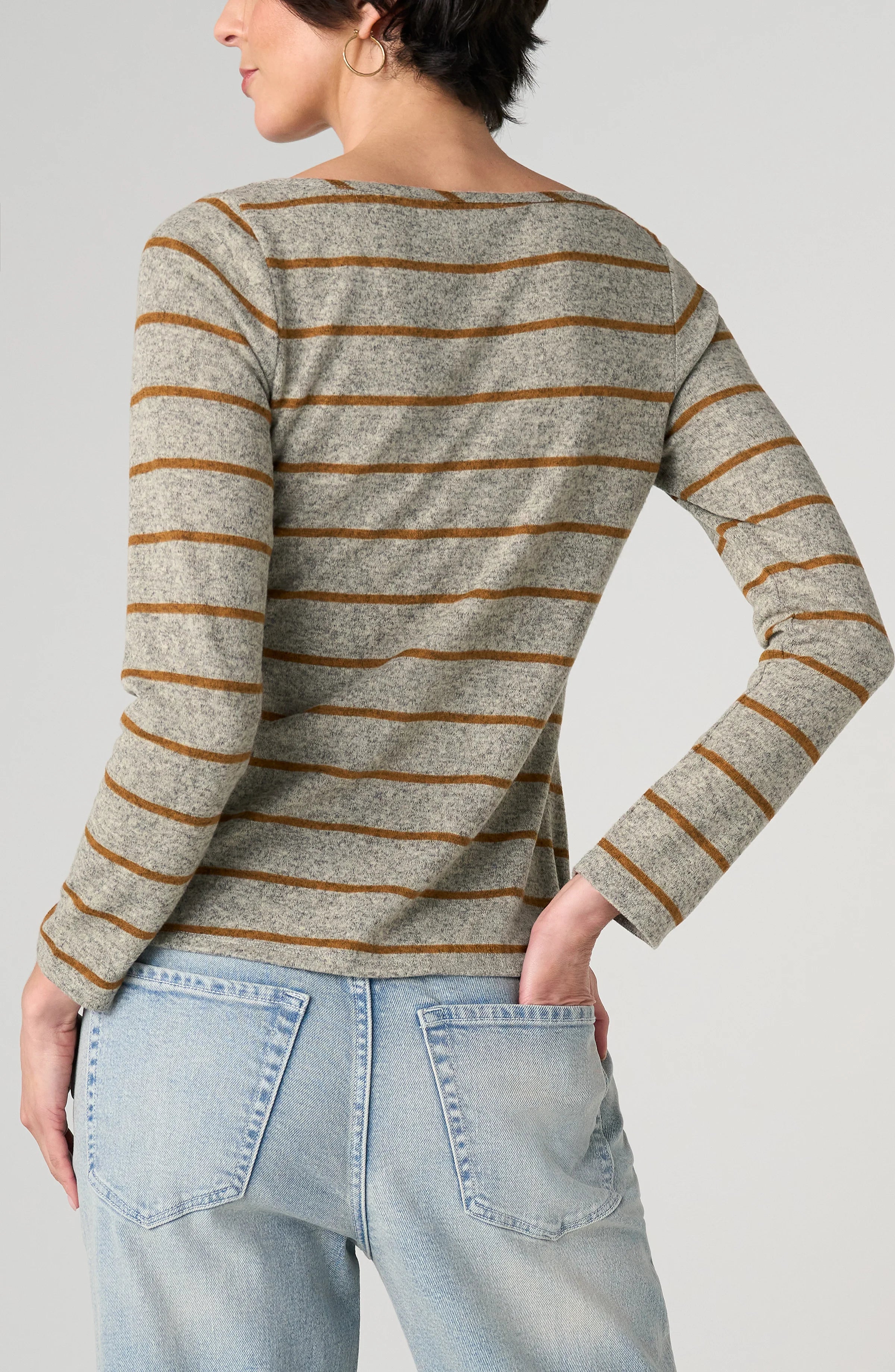 HEATHER GRAY YELLOW STRIPE