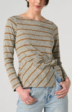 HEATHER GRAY YELLOW STRIPE
