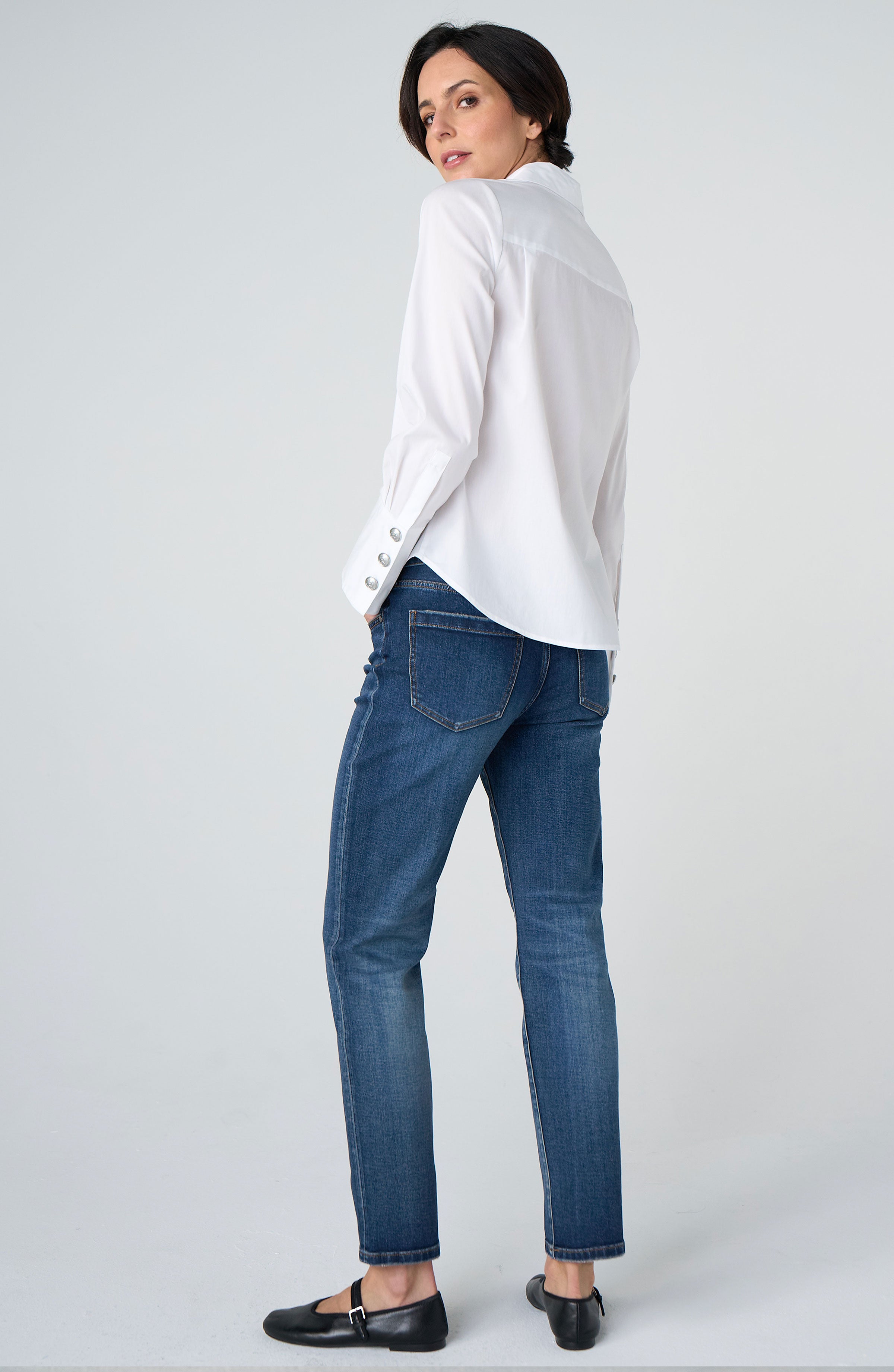 LONG SLEEVE BUTTON FRONT WOVEN SHIRT