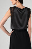 SLEEVELESS WOVEN TOP W/ LACE