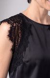 SLEEVELESS WOVEN TOP W/ LACE