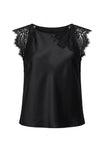 SLEEVELESS WOVEN TOP W/ LACE