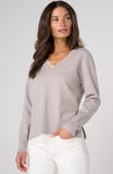 V-NECK LONG SLEEVE SWEATER W/ LACE