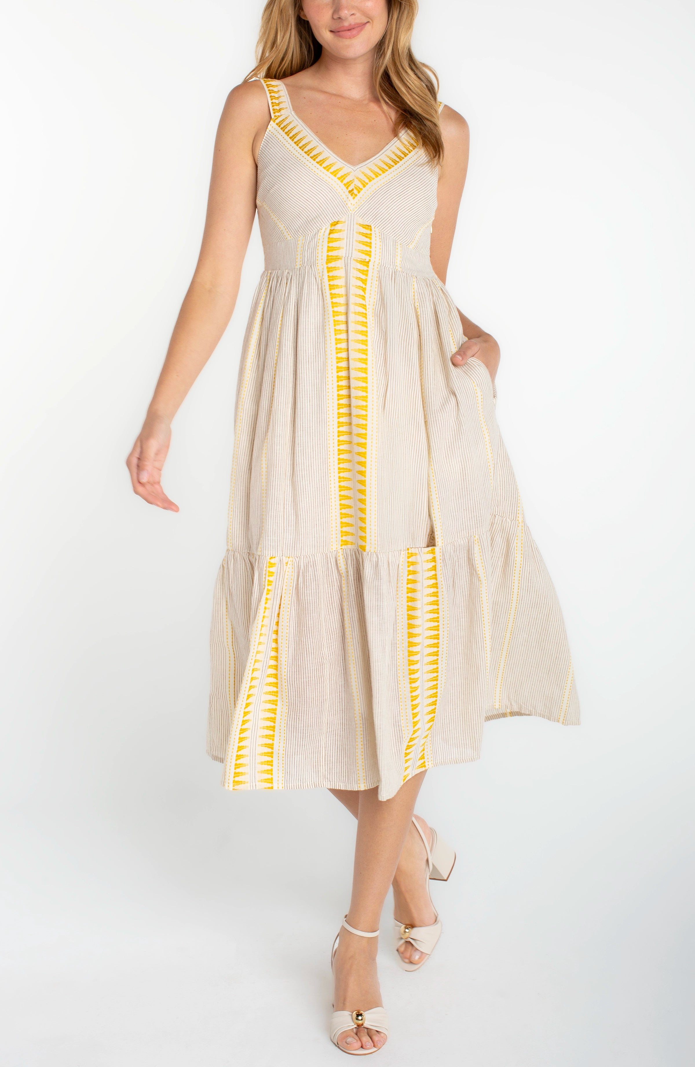 YELLOW CREAM BROWN STRIPE