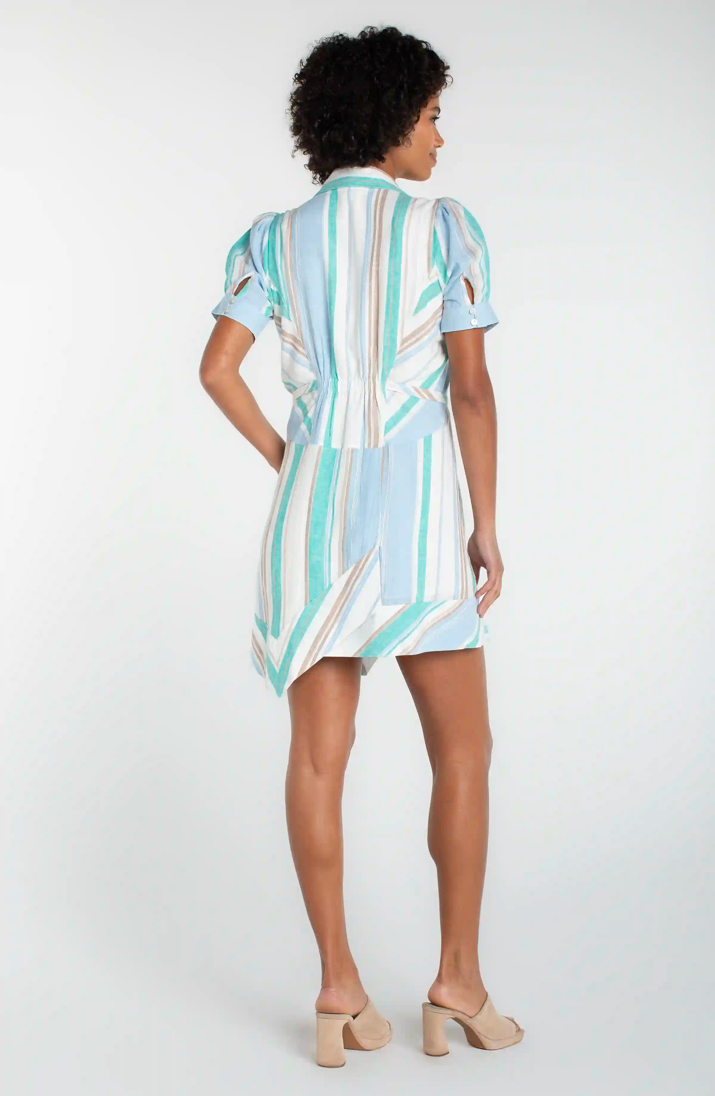 CREAM TEAL MULTI STRIPE