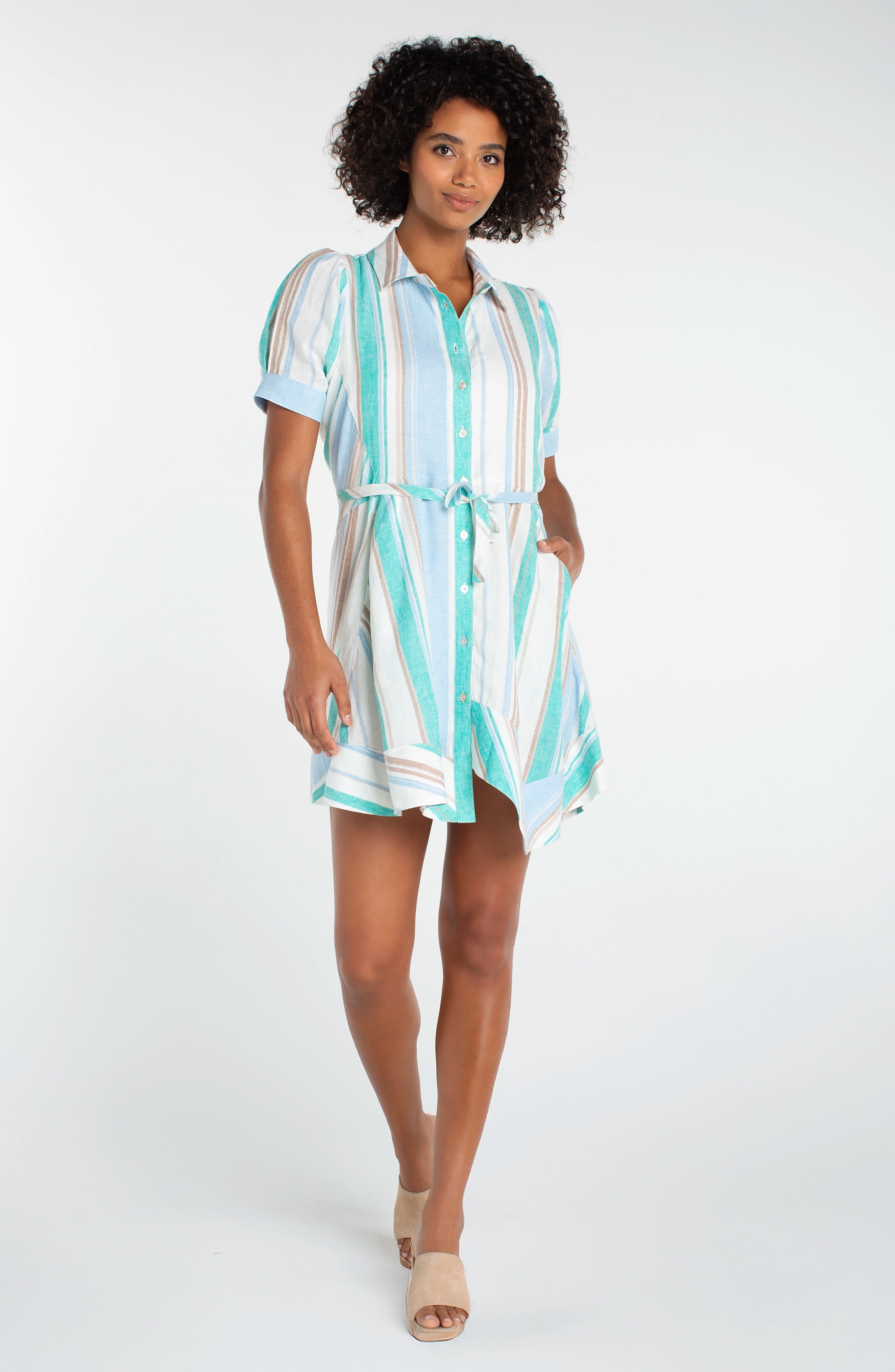 CREAM TEAL MULTI STRIPE