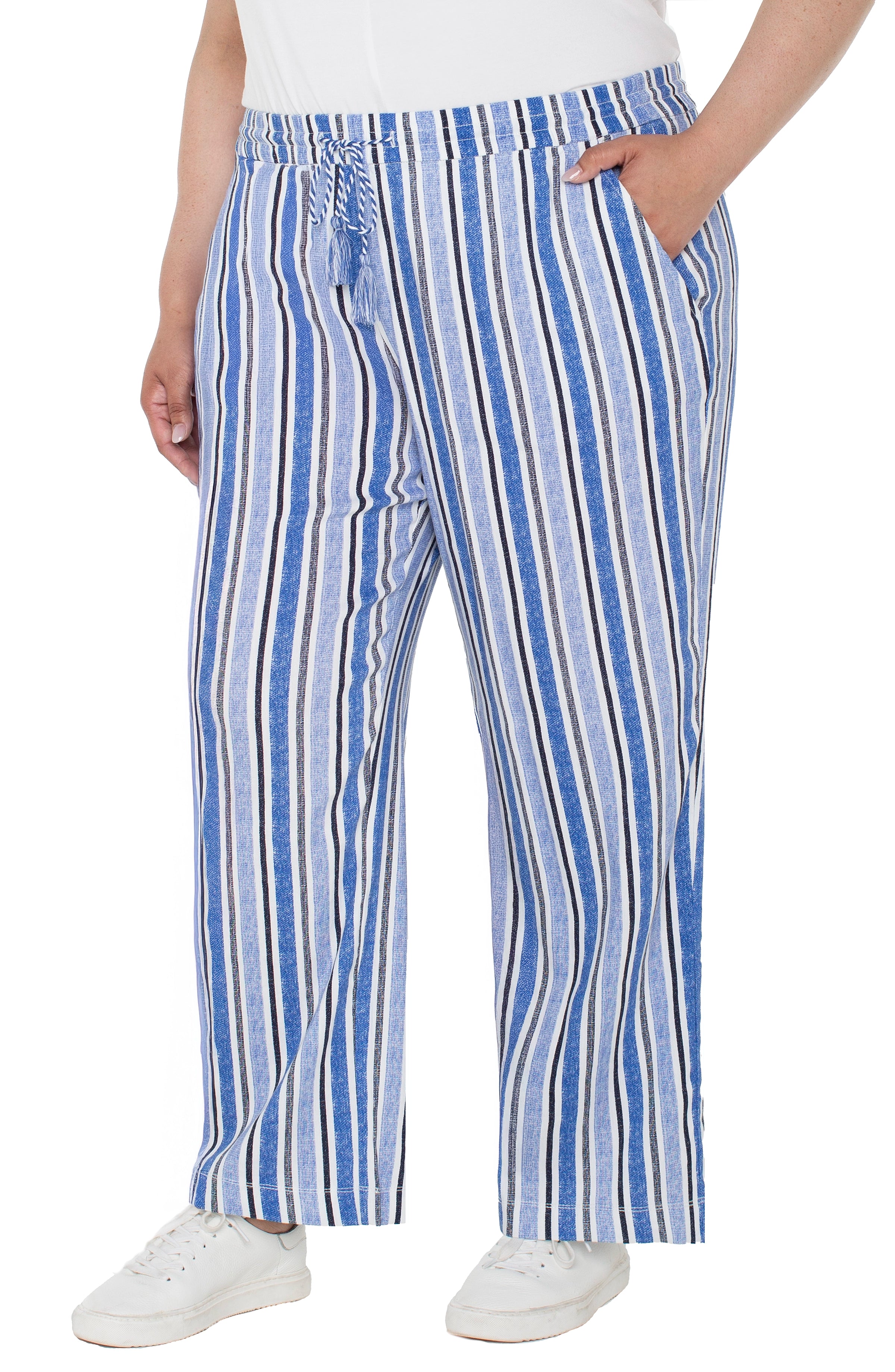 WHITE BLUE MULTI STRIPE