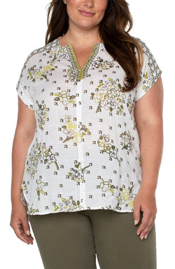 Open DOLMAN POPOVER GEO FLORAL PRINT-1 in gallery view