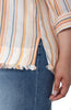 3/4 SLEEVE RAGLAN TOP W/ FRAY HEM