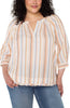 3/4 SLEEVE RAGLAN TOP W/ FRAY HEM
