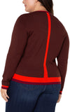 plus size brown sweater with red accents