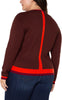 plus size brown sweater with red accents