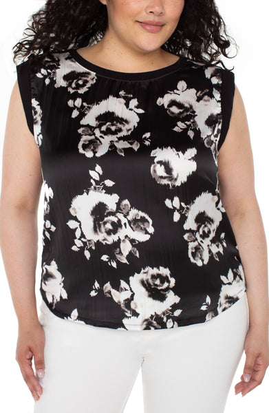 SLEEVELESS WOVEN TO KNIT TOP – LIVERPOOL LOS ANGELES