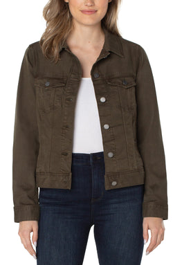 Open CLASSIC JEAN JACKET OLIVE-1 in gallery view