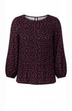 PETITE 3/4 SLEEVE SMOCKED KNIT TOP