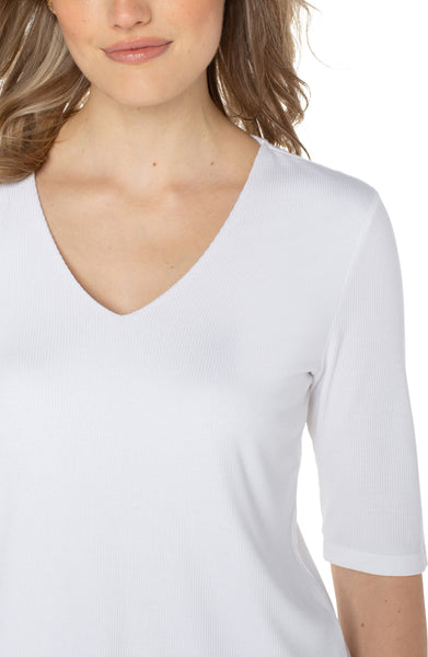 Liverpool Sleeveless V-Neck Woven Top in Navy