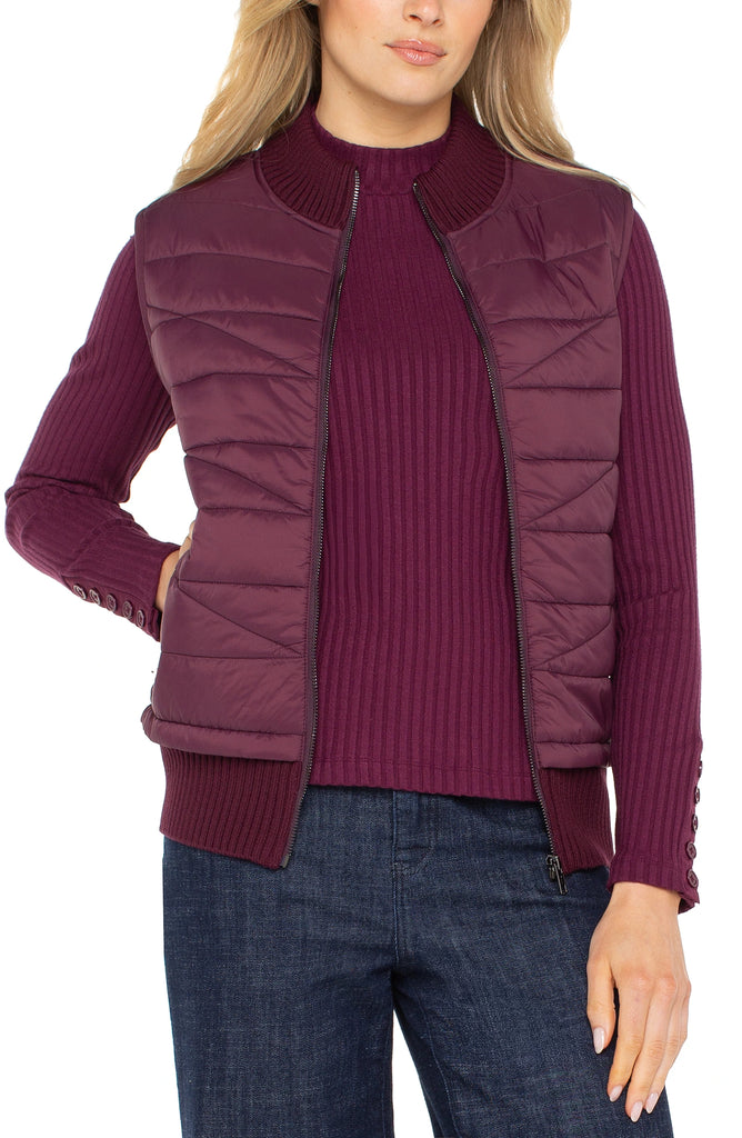 SLEEVELESS QUILTED FULL ZIP SWEATER VEST – LIVERPOOL LOS ANGELES