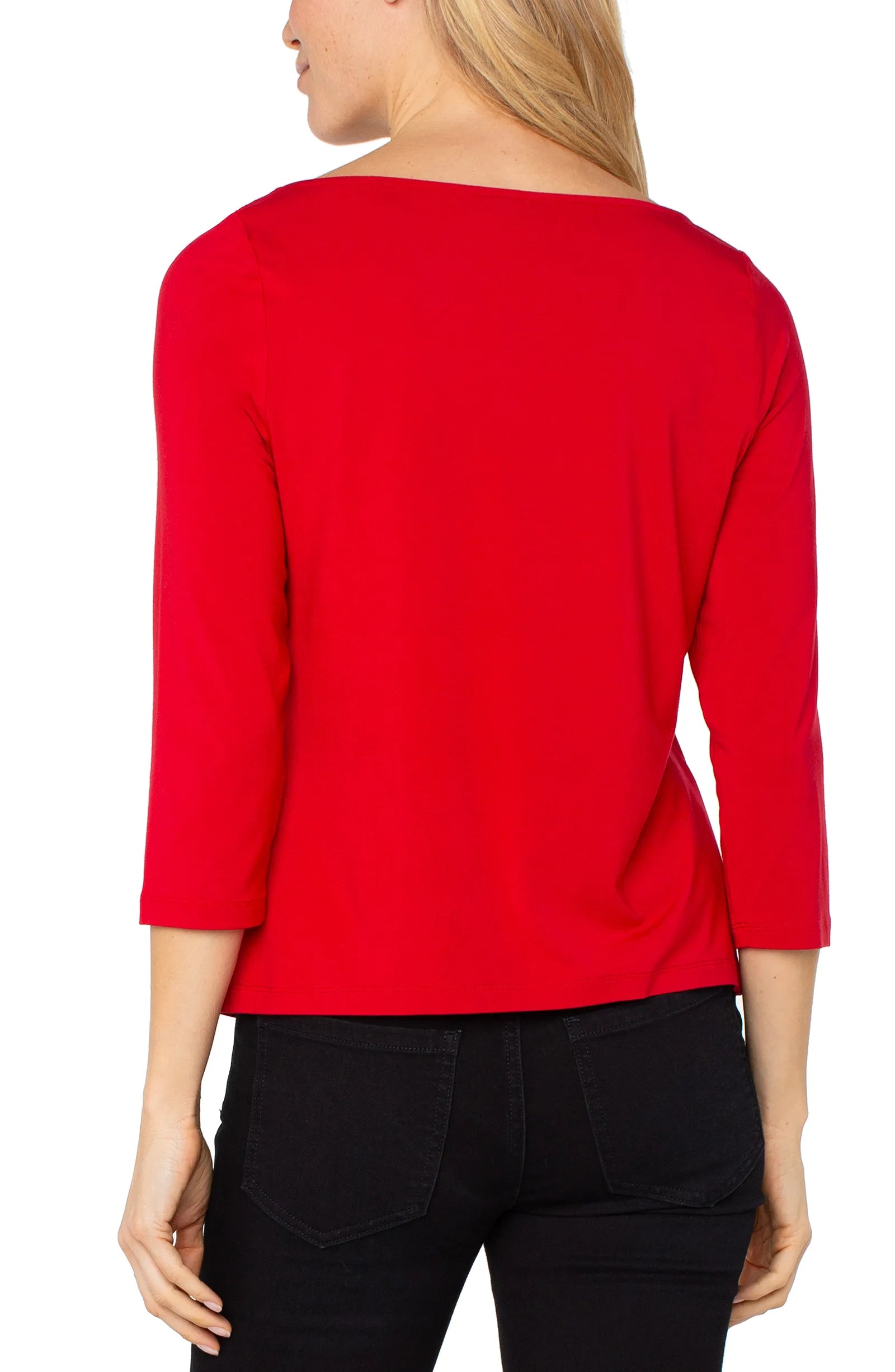 3/4 SLEEVE DRAPED NECK KNIT TOP – LIVERPOOL LOS ANGELES