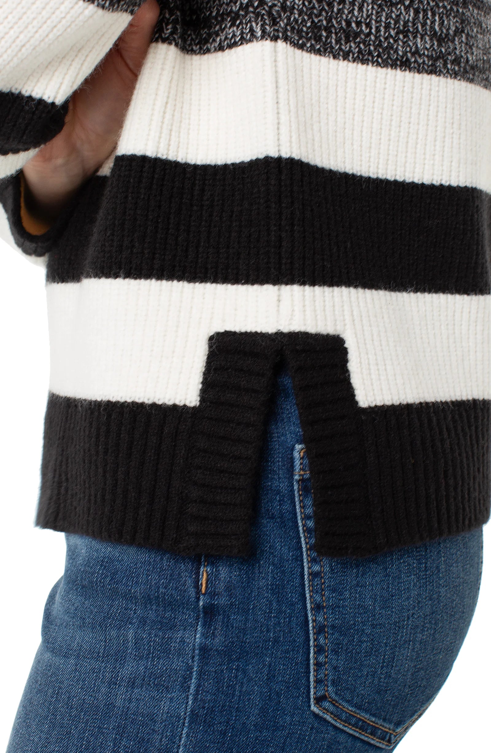 CREAM BLACK MELANGE STRIPE