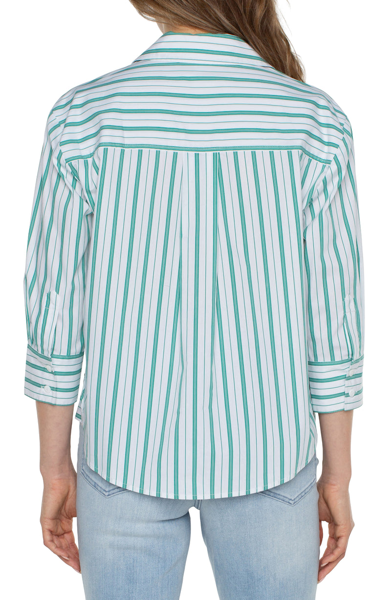 BUTTON FRONT SHIRT WITH 3/4 SLEEVE-2