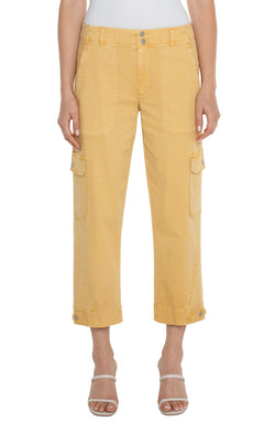 Open UTILITY CARGO CROP WITH TAB HEM FLAXEN GOLD-1 in gallery view
