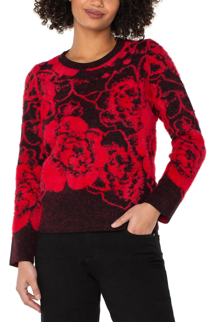 (取寄) リバプールロサンゼルス レディース ロング スリーブ クルー ネック セーター Liverpool Los Angeles women Long Sleeve Crew Neck Sweater Black/Red Floral LONG SLEEVE CREW NECK SWEATER – LIVERPOOL LOS ANGELES