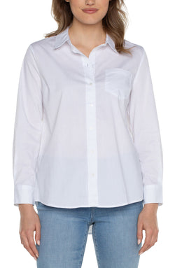 Open CLASSIC BUTTON FRONT POPLIN SHIRT WHITE-1 in gallery view