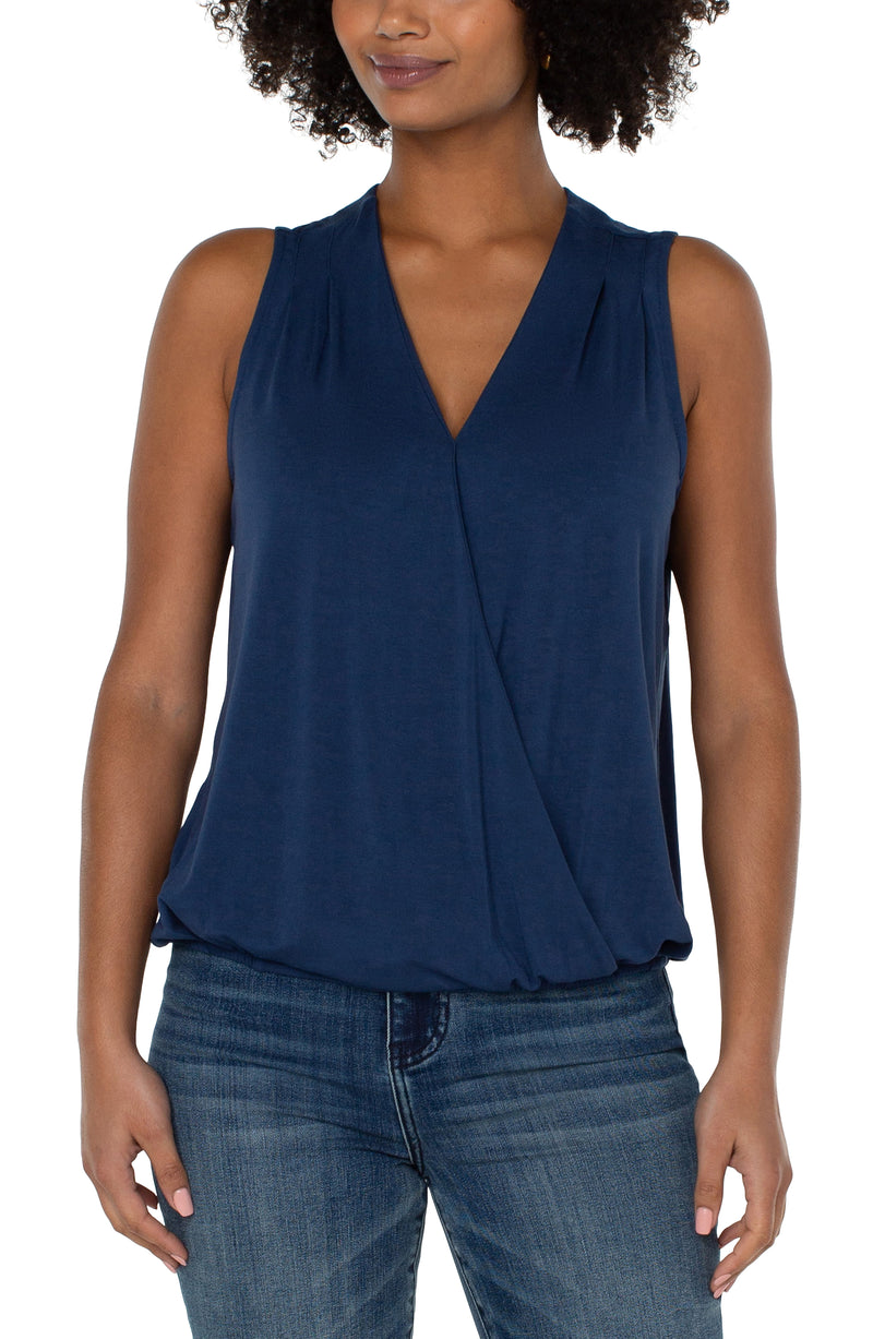 SLEEVELESS V-NECK DRAPE FRONT KNIT TOP – LIVERPOOL LOS ANGELES